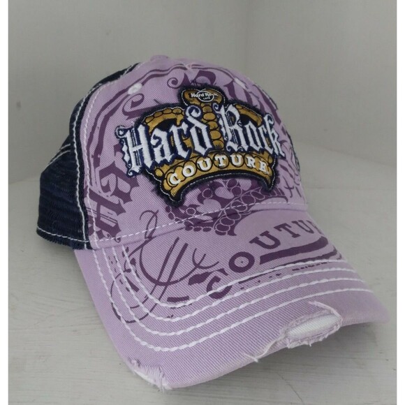 Hard Rock Cafe Accessories - Hard Rock New York Couture Distressed  Purple Blue Mesh Trucker Hat